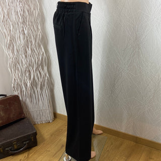 Pantalon noir ample taille haute élastique Byrizetta Wide Pants B.Young