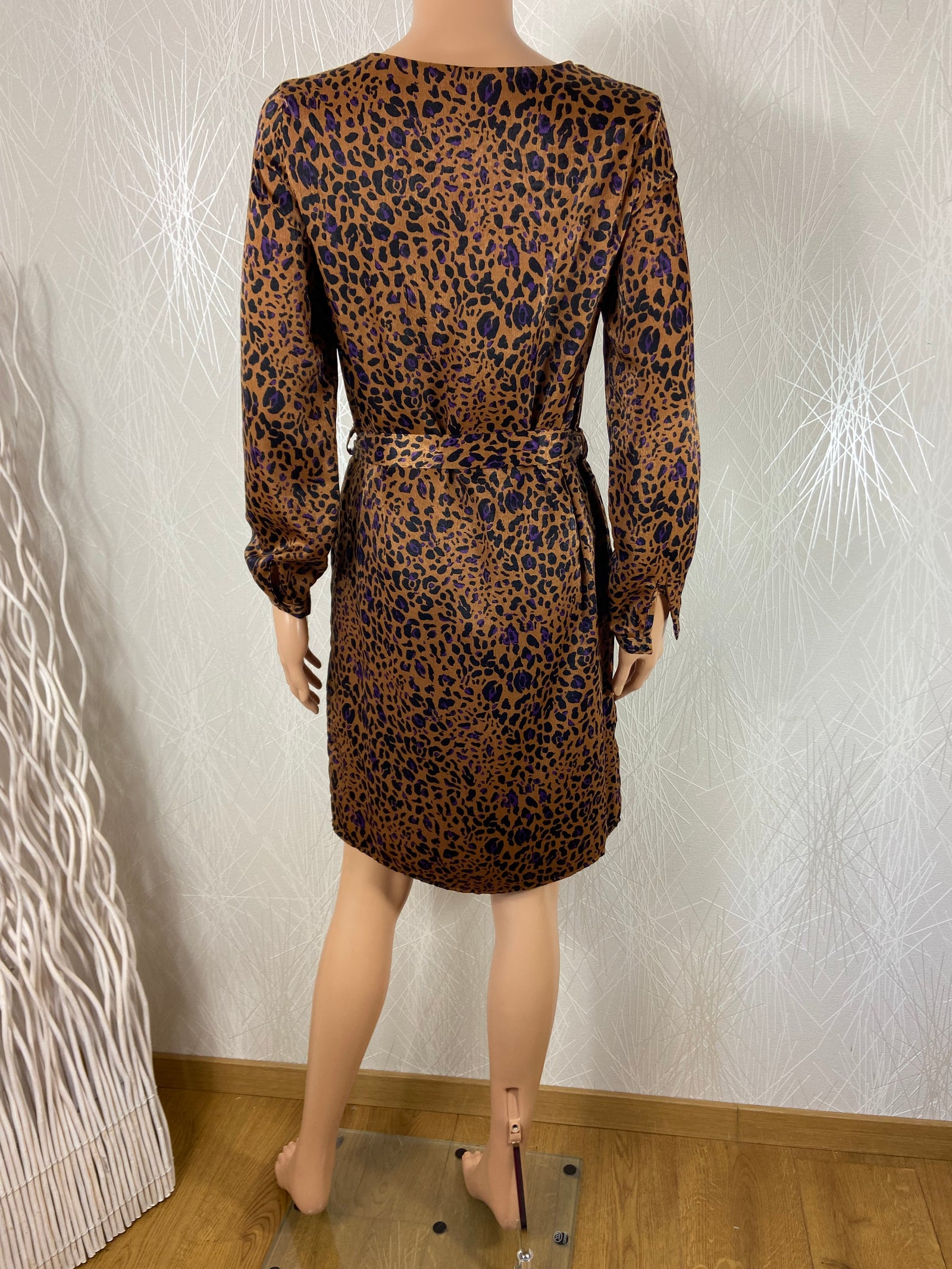 Robe léopard doublée midi manches longues Little Sister's