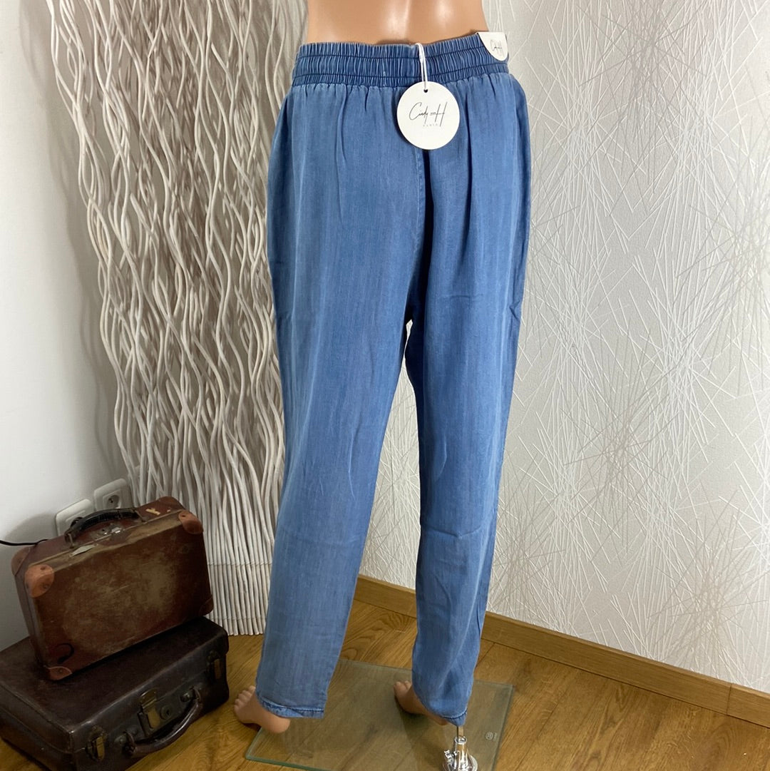 Jean's femme fin souple taille élastique cordon Cindy H