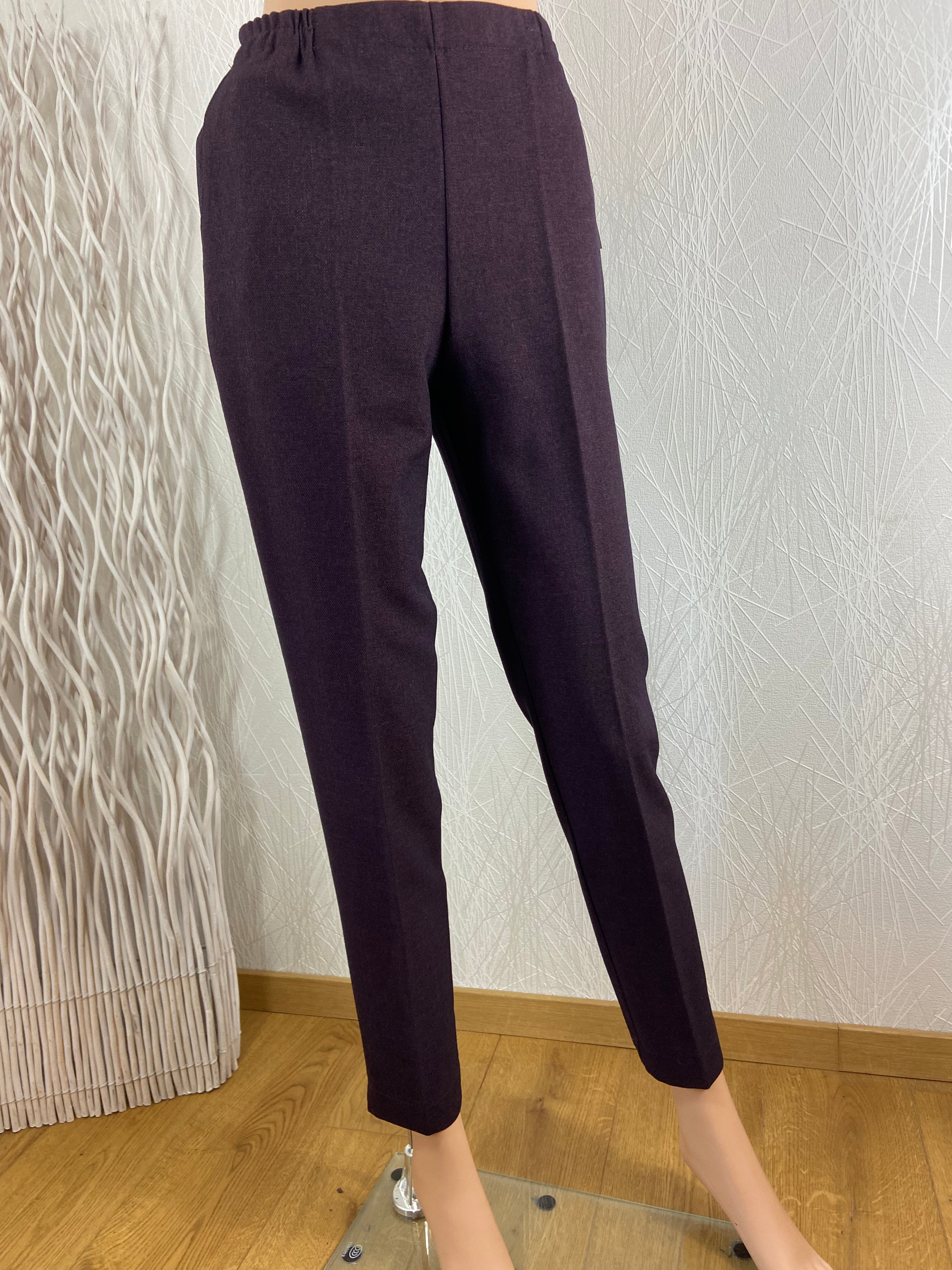 Pantalon rouge bordeaux taille haute élastique coupe ajustée fabrication française Gévana