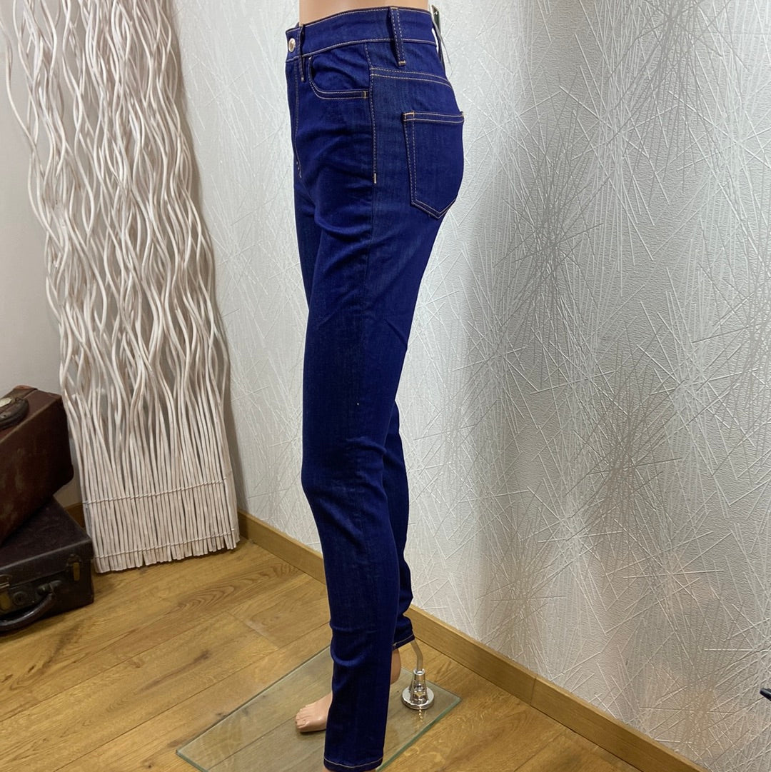 Jeans coton bleu femme taille haute slim Benetton