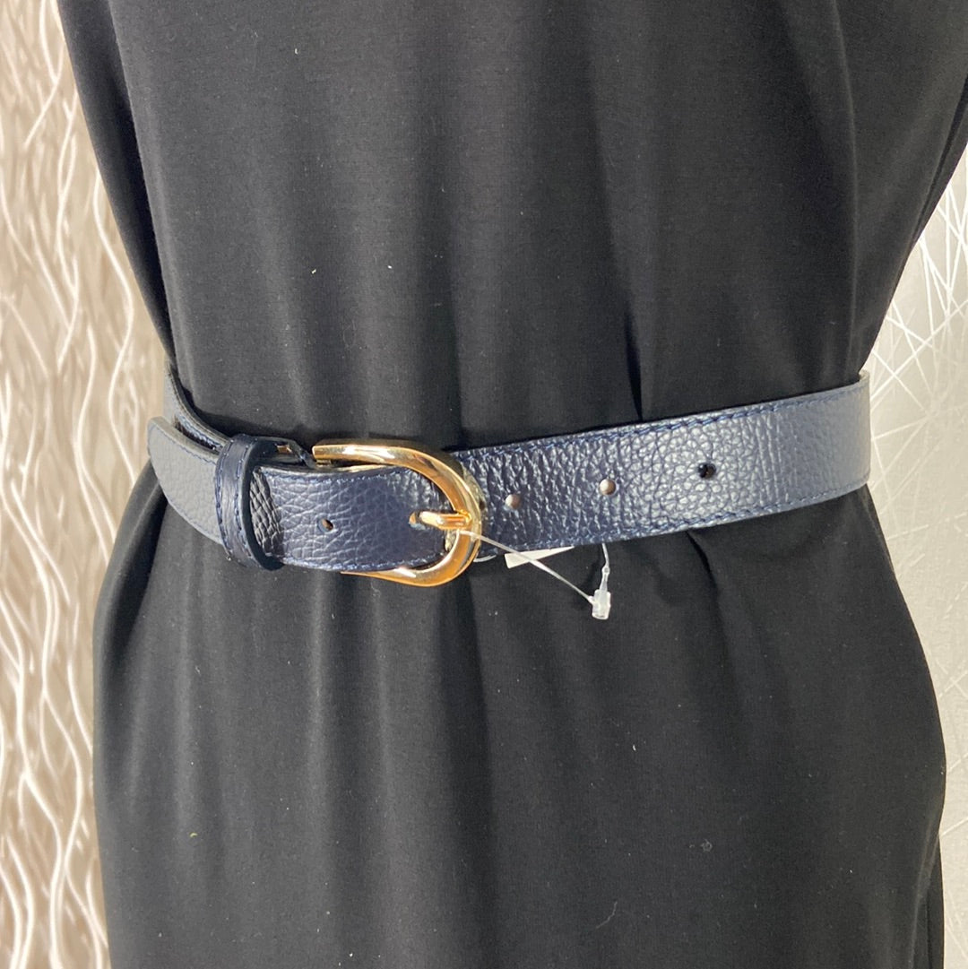 Ceinture femme cuir bleu marine boucle dorée Articles de Paris