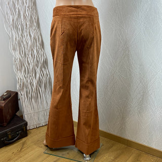 Pantalon velours côtelé brun patte d’éléphant taille mi-haute Osa