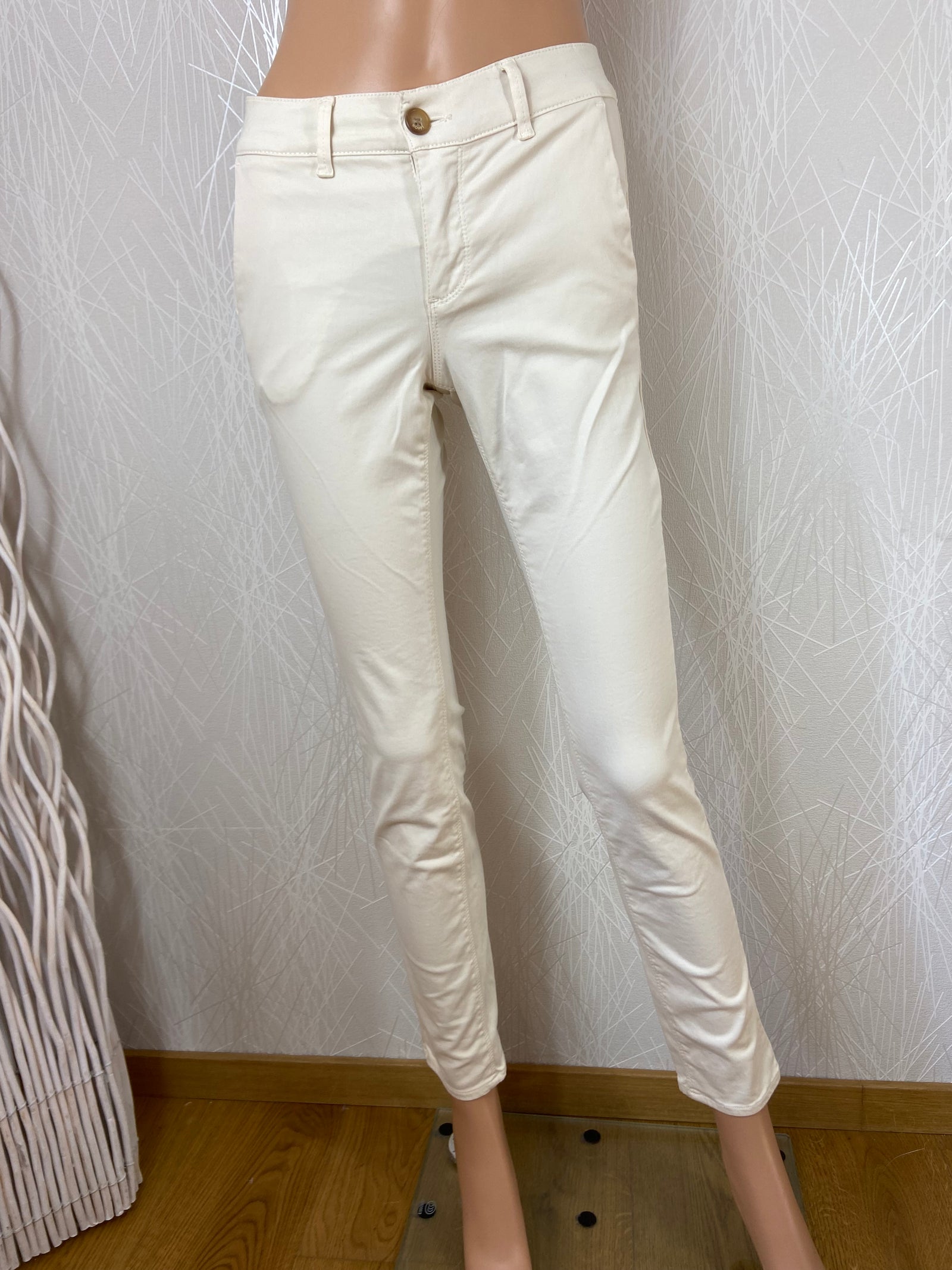 Pantalon coton slim blanc ivoire Happy