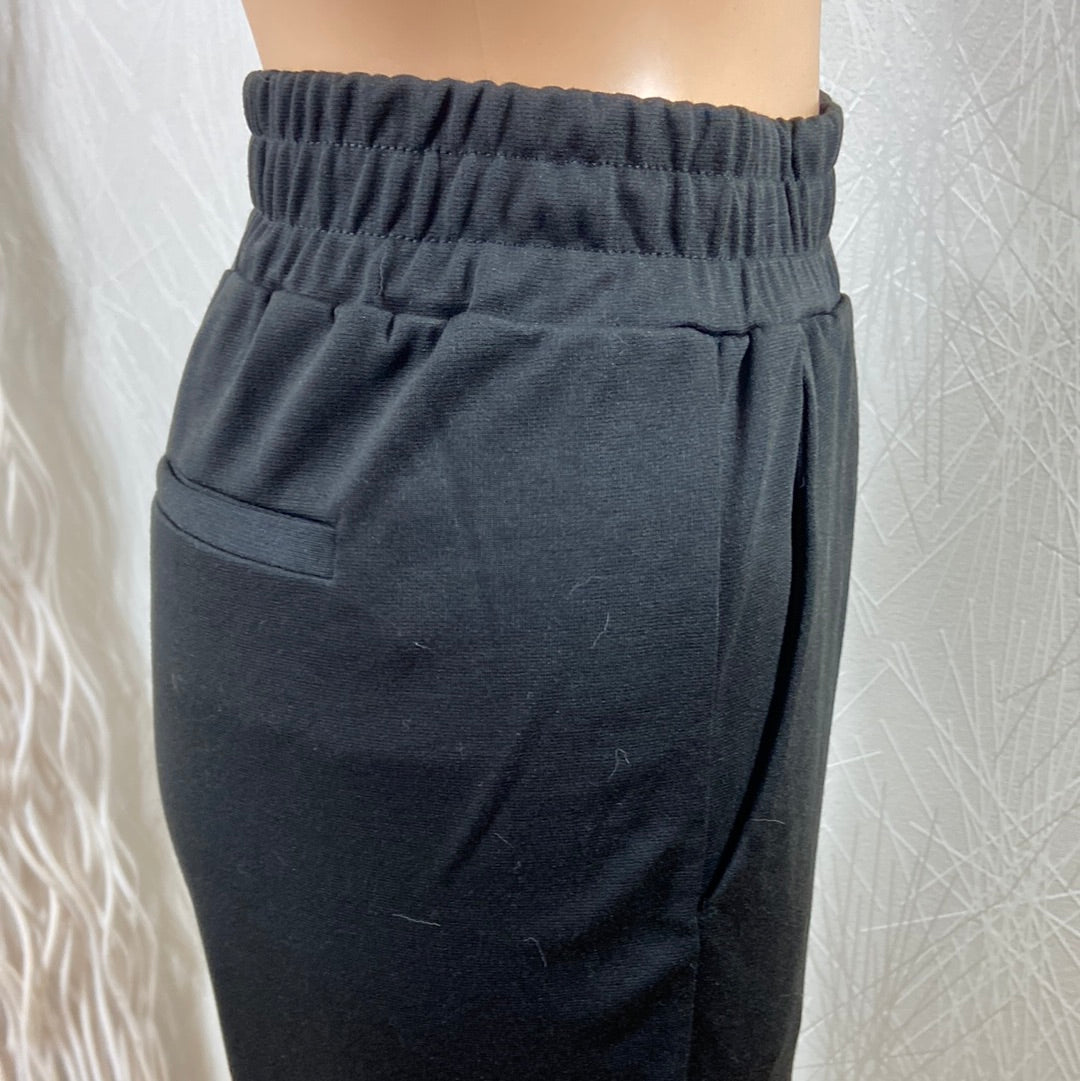 Pantalon noir femme taille haute élastique coupe droite Ihkate Ichi