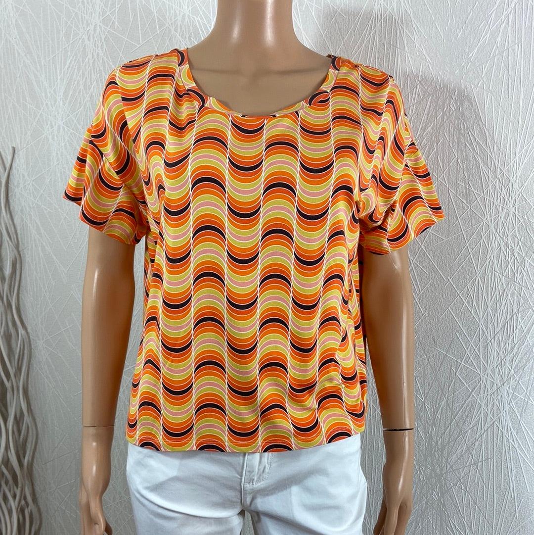 T-shirt femme manches courtes style vintage 70's Surkana - Offre-Unique