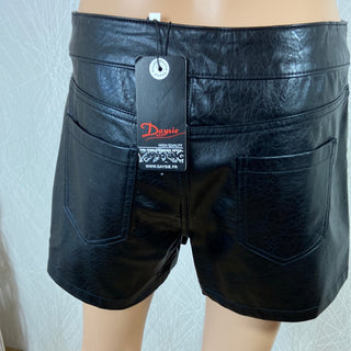 Short noir cuir synthétique taille mi-haute lacet Daysie