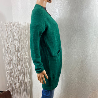 Gilet long vert femme laine alpaga modèle Ihkamara Ichi