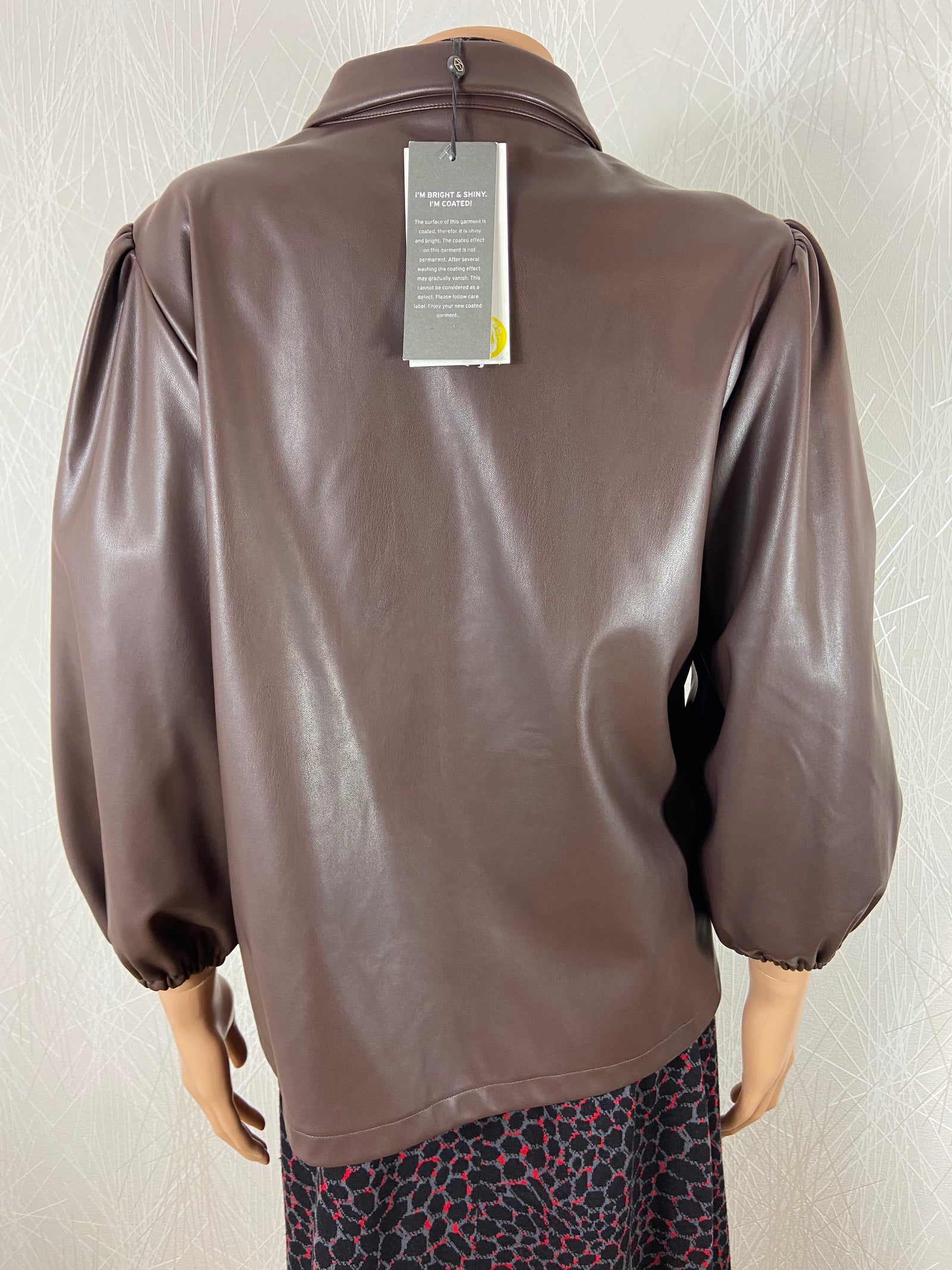 Chemise marron effet enduit manches 3/4 élastique Kaffe