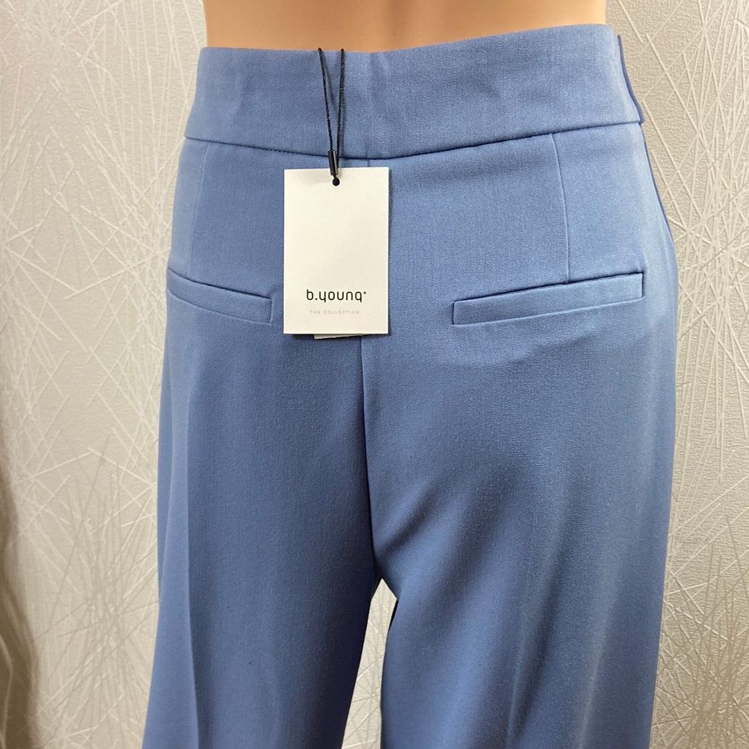 Pantalon bleu jambes larges taille haute coupe ample Byestale Pants B.Young - Offre-Unique