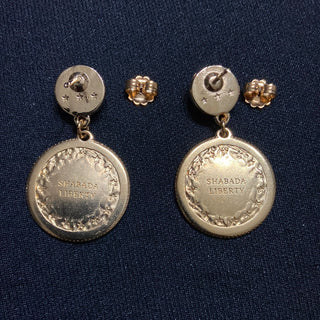 Boucles d’oreilles pendantes plaqué or pierre blanche Shabada