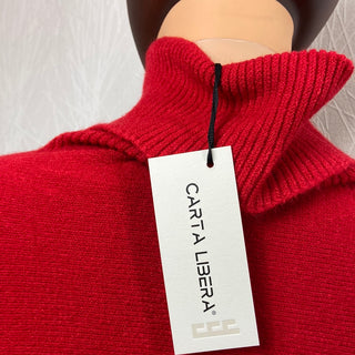 Pull ample style cape rouge col roulé modèle Veneziano Carta Libera