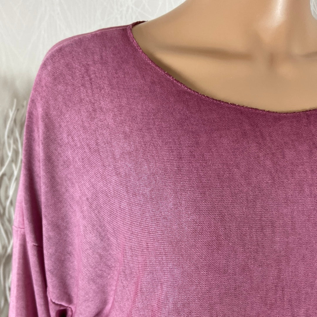 Pull-over femme rose mauve mailles fines Made In Italy