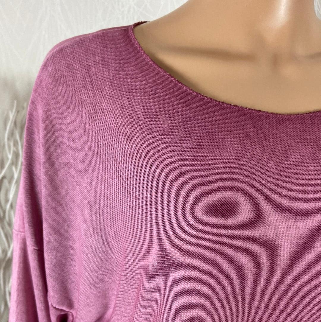 Pull-over femme rose mauve mailles fines Made In Italy - Offre-Unique