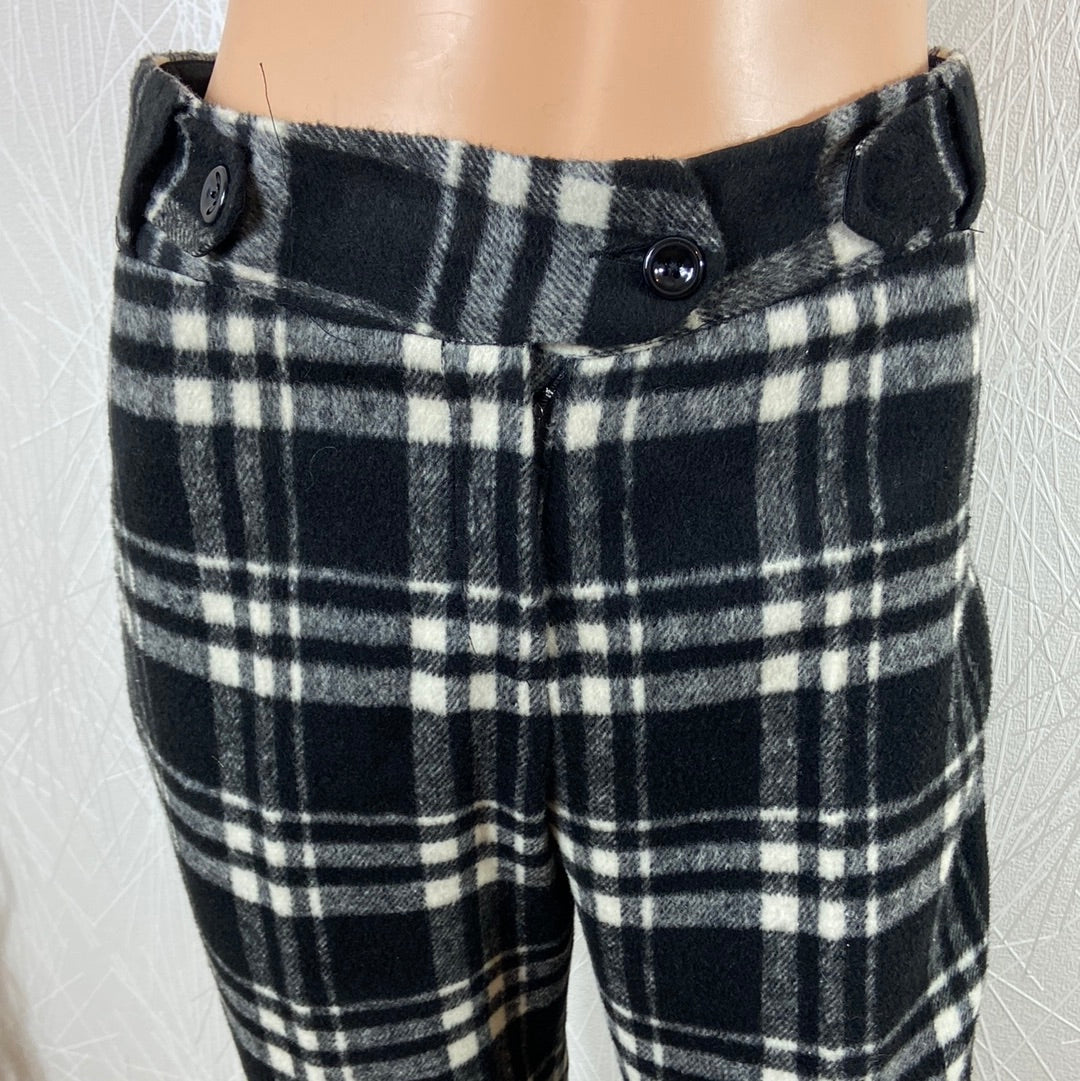 Pantalon de créateur laine cachemire doublée carreaux Tabala Paris