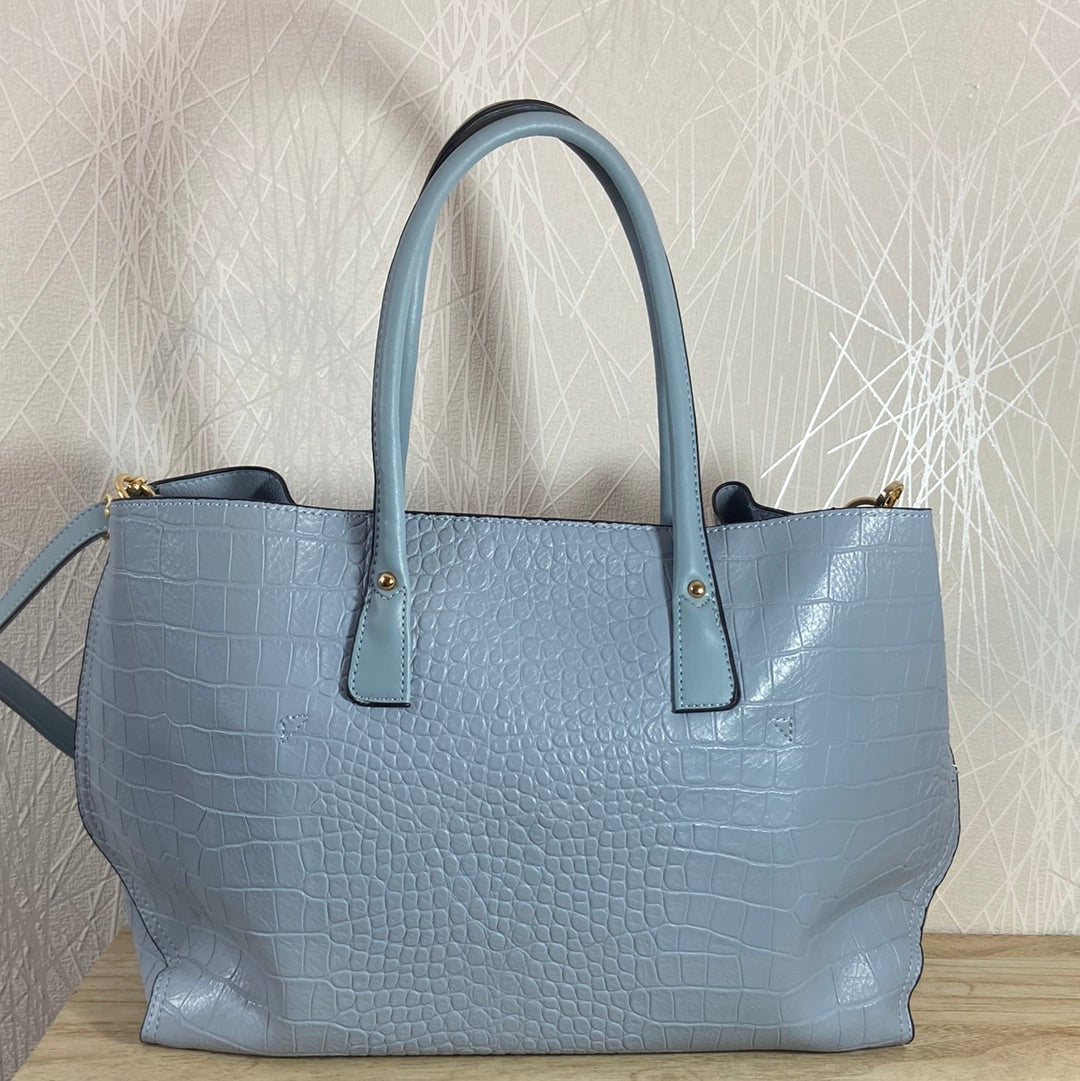 Sac à main bleu avec bandoulière + pochette assortie