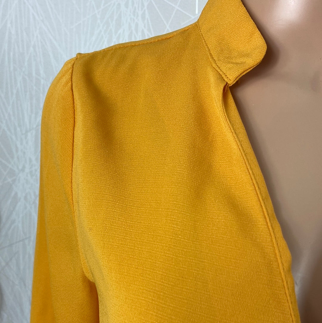 Blouse femme fluide col V dentelle jaune vif Noémie & Co