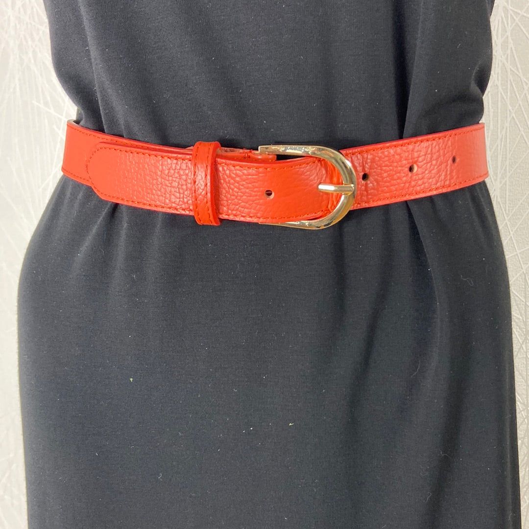 Ceinture cuir orange boucle dorée Articles de Paris