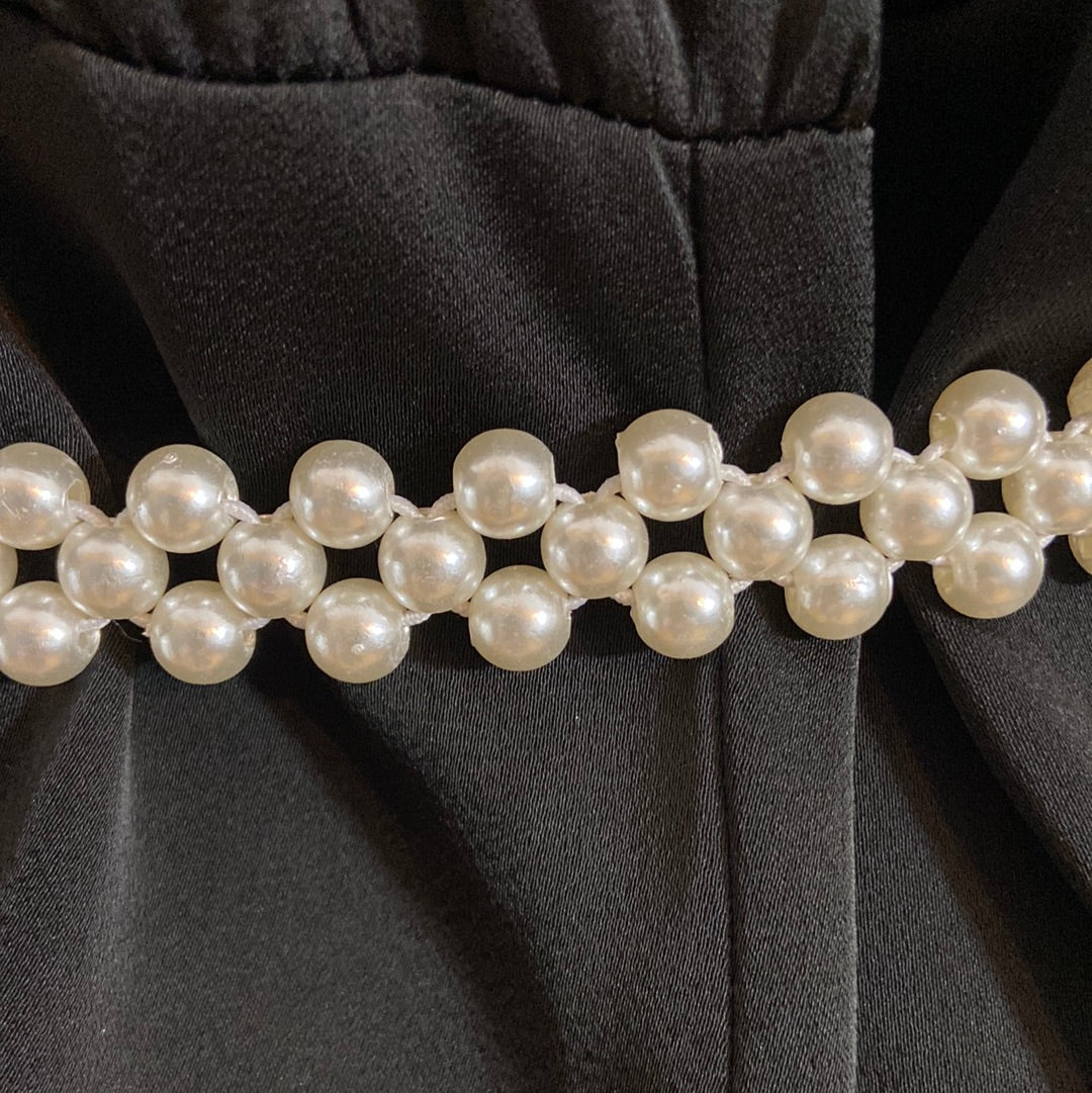 Ceinture élastique femme en perles et boucle en forme de feuille dorée