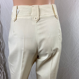 Pantalon habillé femme tons beige taille haute coupe droite du créateur Tabala Paris