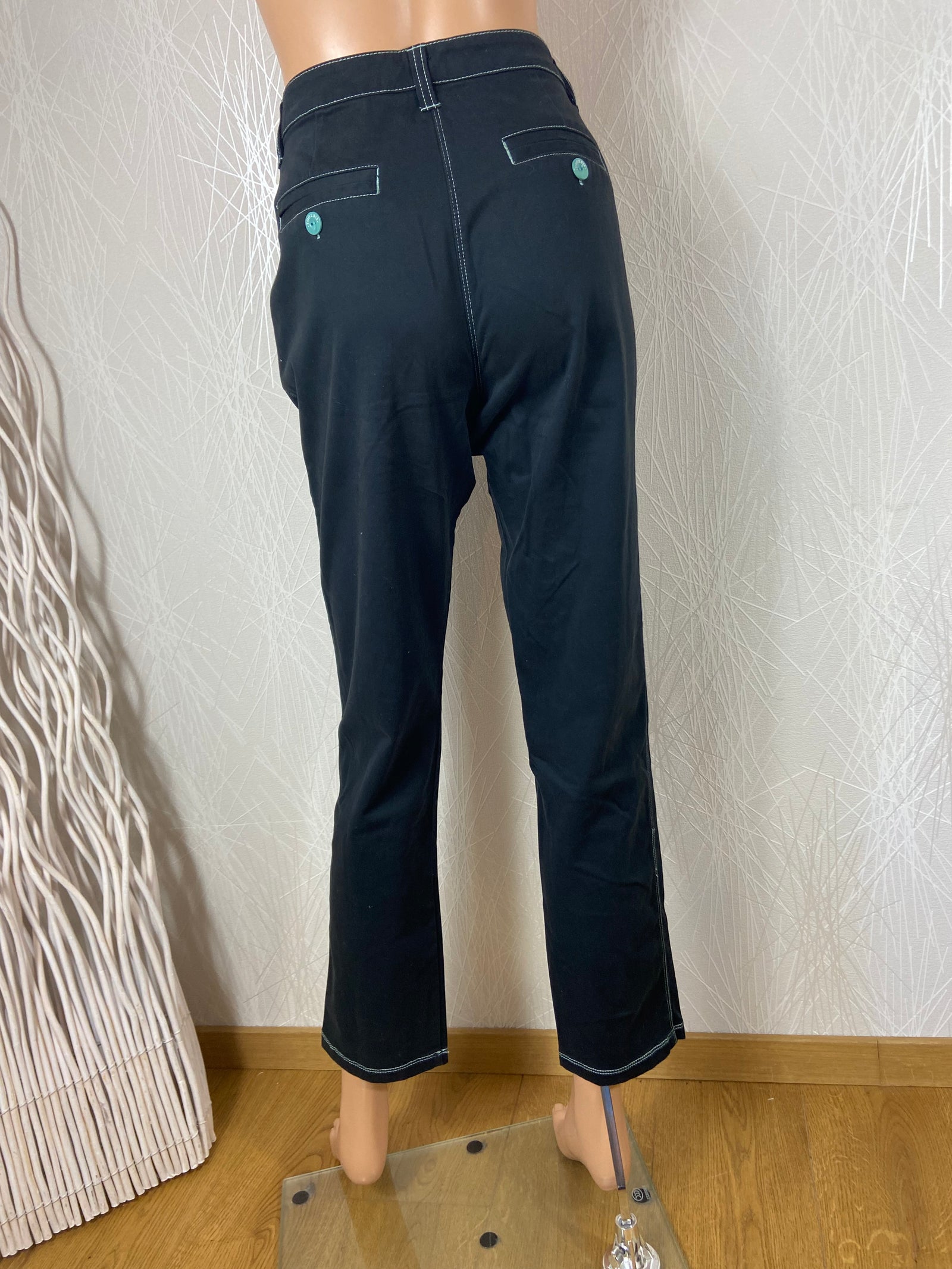 Pantalon noir en toile coupe droite Too Kbis Vintage