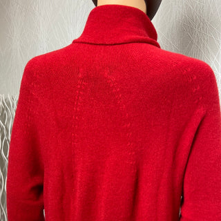 Robe pull rouge en tricot col roulé coupe droite Veneziano Carta Libera