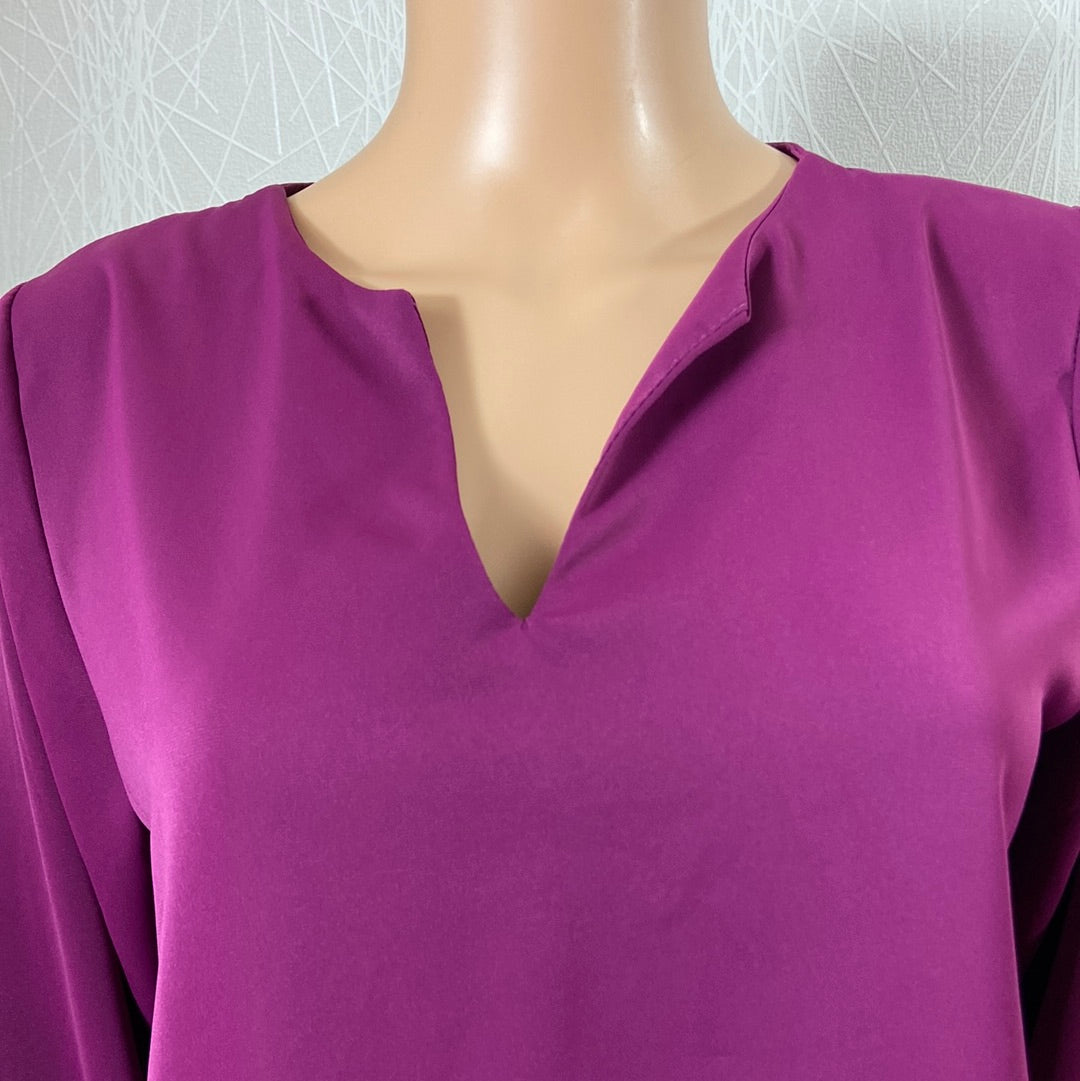 Blouse violette coupe droite tissu fluide col V Sense