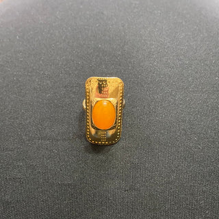 Bague ajustable plaquée or pierre semi précieuse orange Shabada