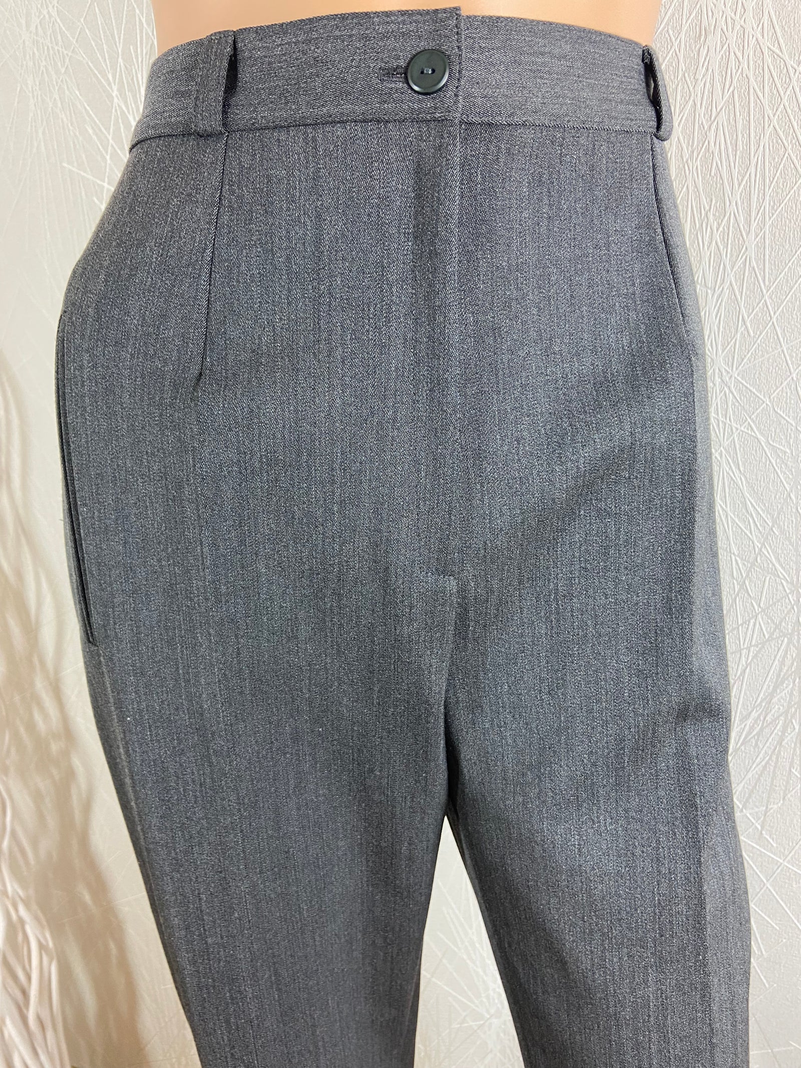 Pantalon femme laine habillé gris anthracite taille haute Elssa