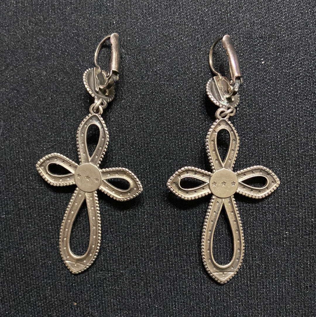 Boucles d’oreilles dormeuses pendantes plaqué argent pierre jaune Shabada