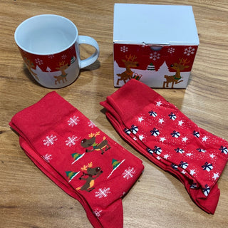 Coffret cadeau pour homme 2 paires de chaussettes et tasse de Noël