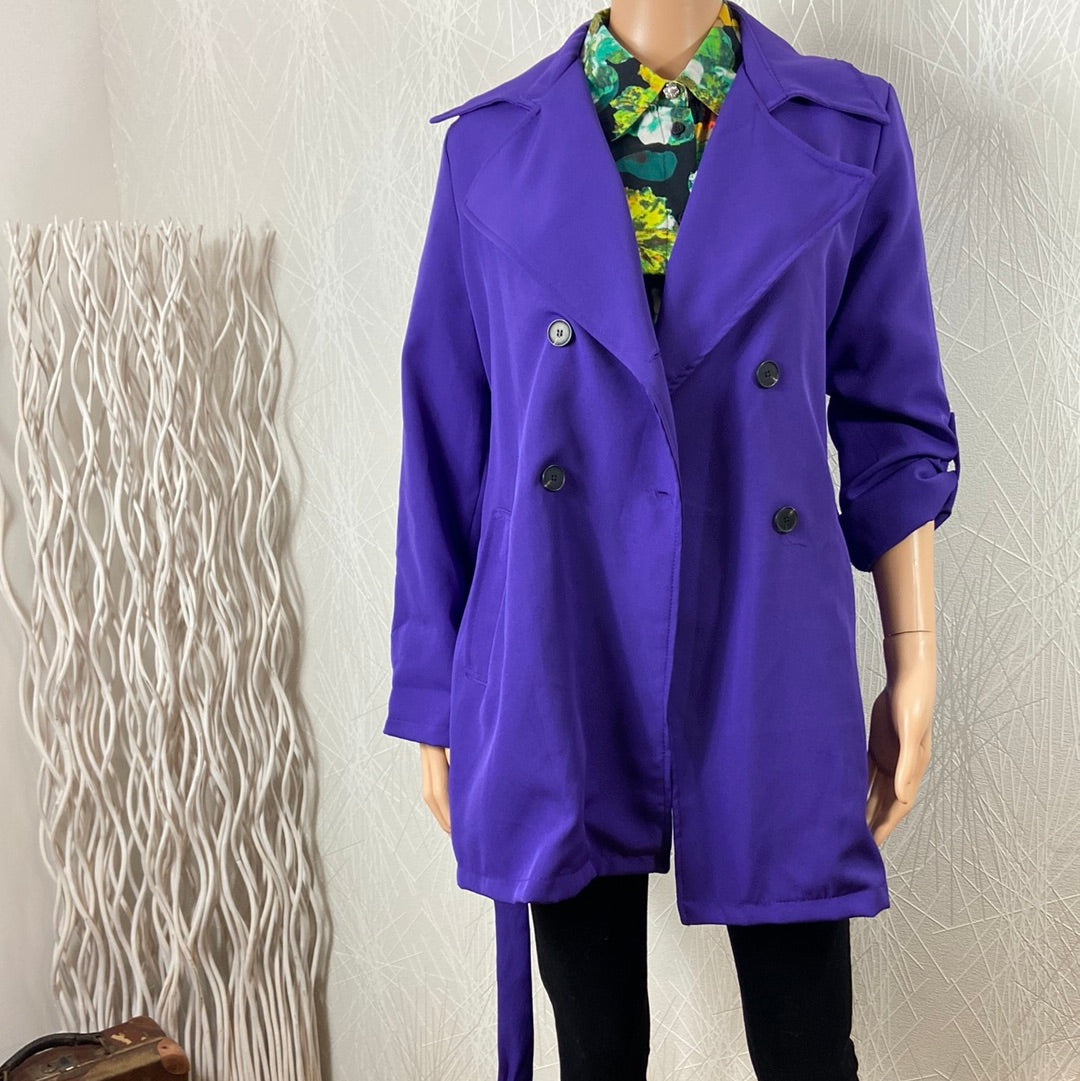 Manteau violet femme manches retroussables New Collection