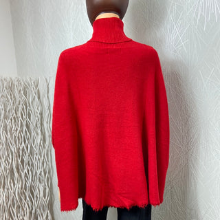 Pull ample style cape rouge col roulé modèle Veneziano Carta Libera