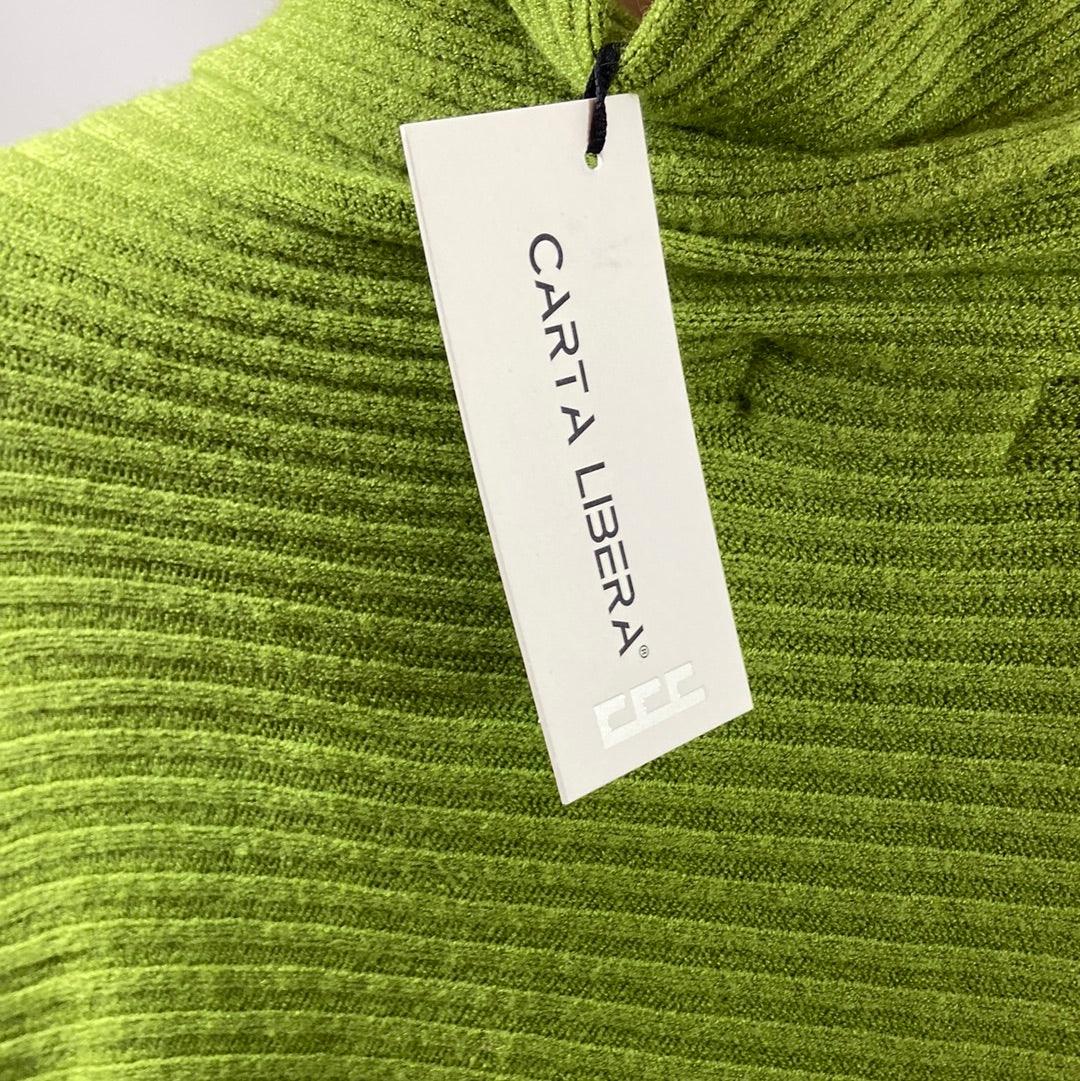 Pull ample vert col roulé modèle Amido Carta Libera - Offre-Unique