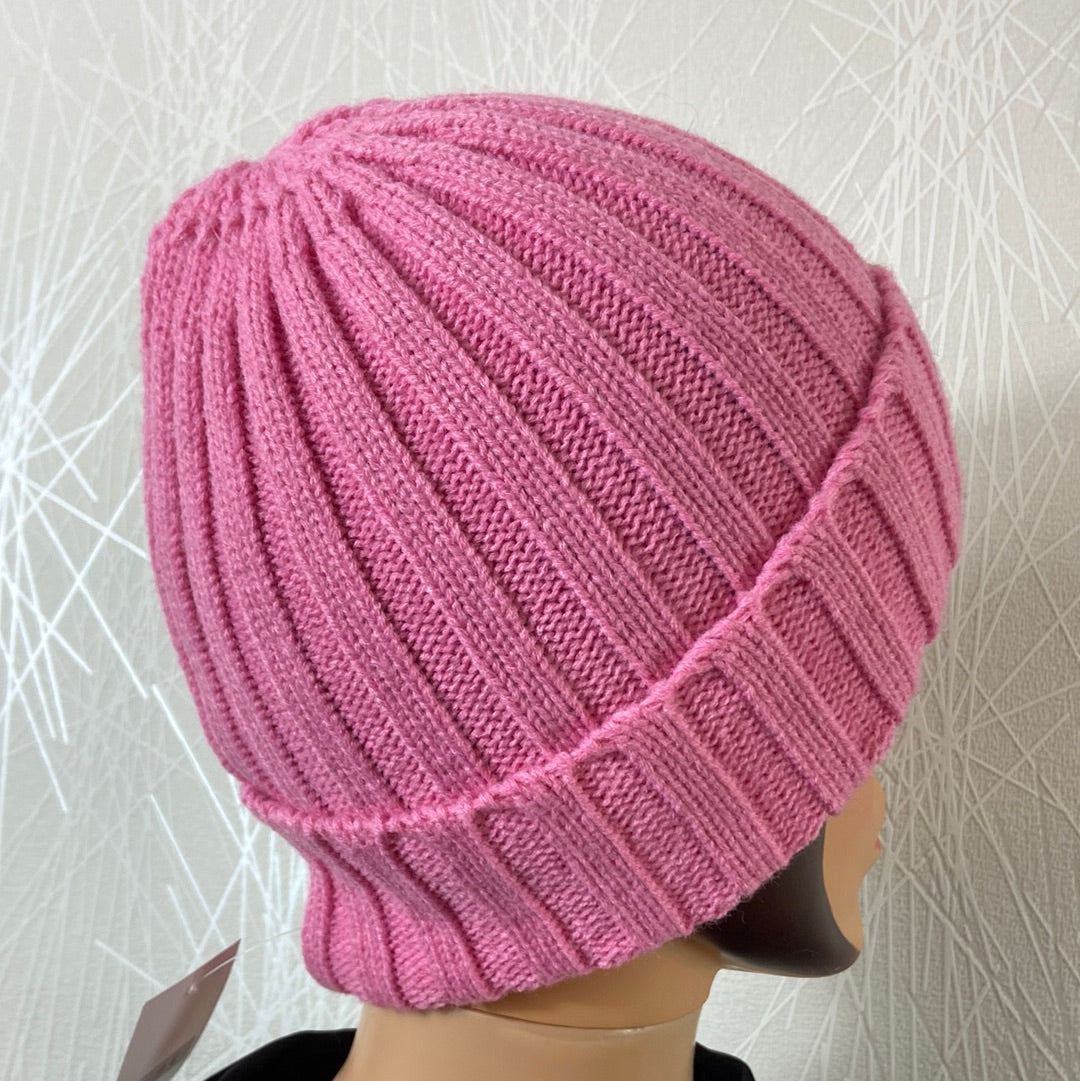 Bonnet pour femme tricot rose - Offre-Unique