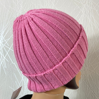 Bonnet pour femme tricot rose