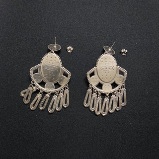 Boucles d’oreilles pendantes plaqué argent pierre semi-précieuse noire Shabada