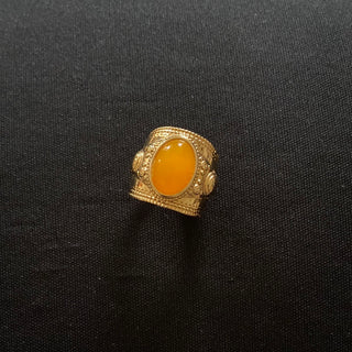 Bague ajustable plaqué or pierre semi précieuse orange Shabada
