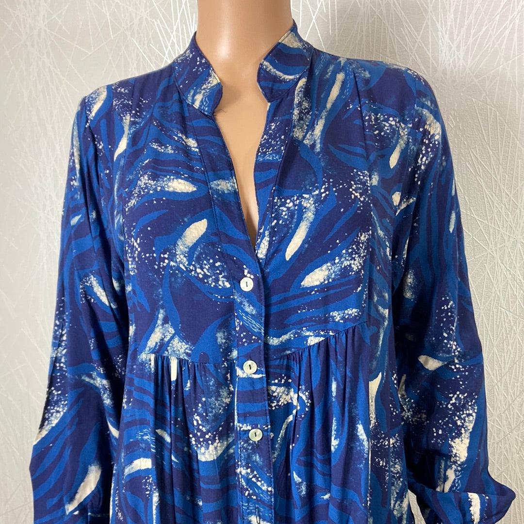 Robe courte bleue coupe ample manches longues Made In Italy - Offre-Unique