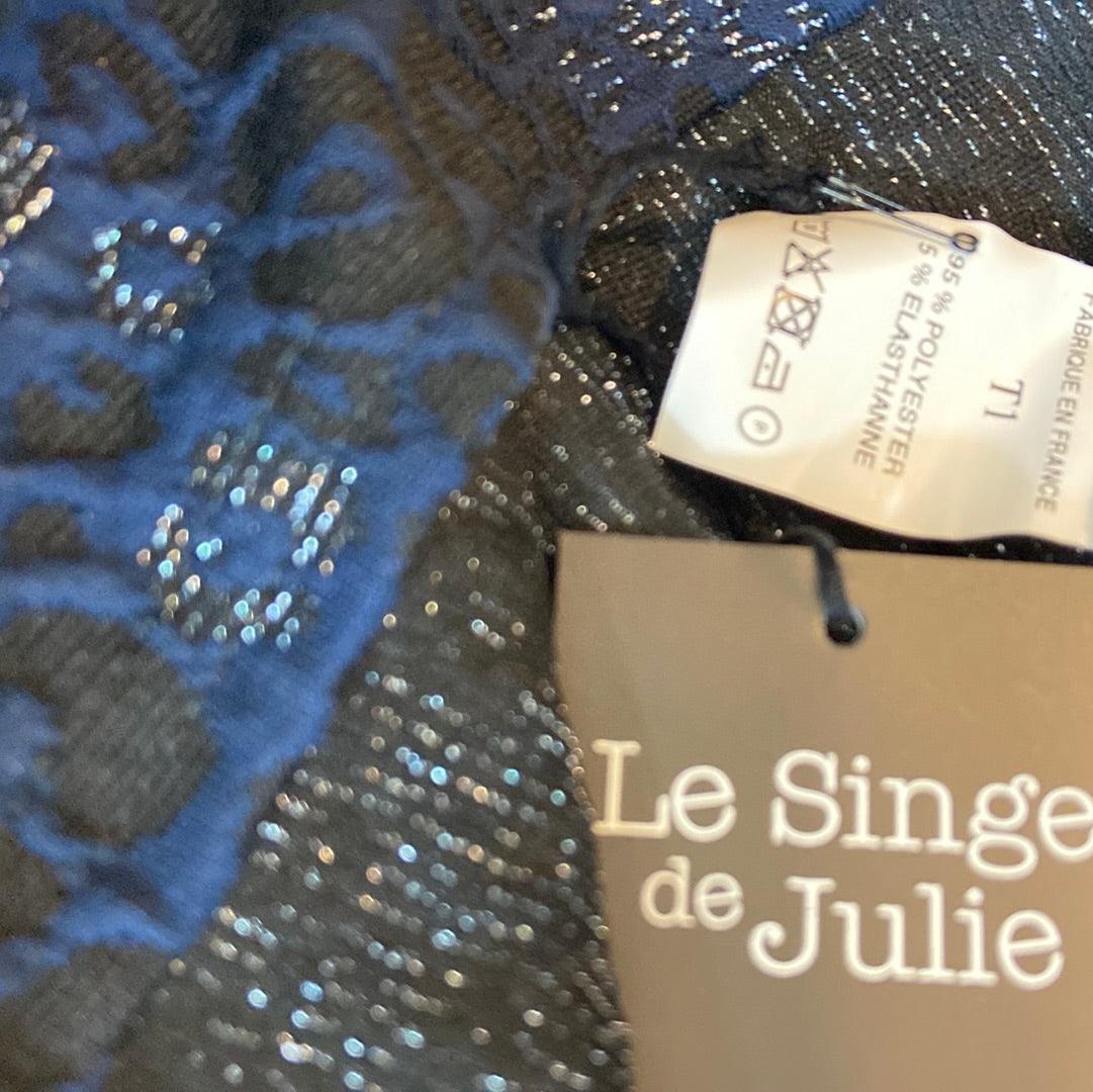 Robe coupe droite en tricot bleu marine argenté Le Singe de Julie - Offre-Unique