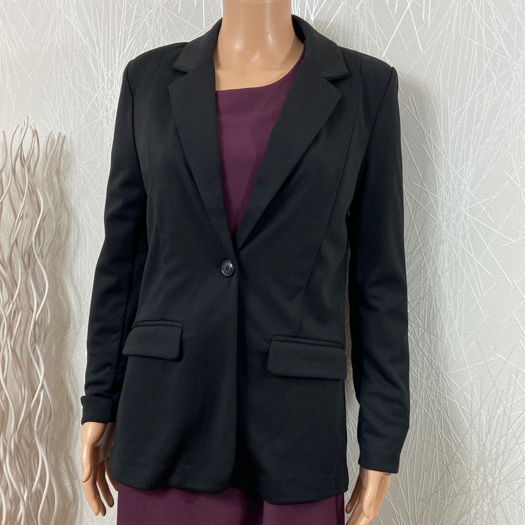 Veste longue blazer noir modèle Ihkate Long Ichi - Offre-Unique