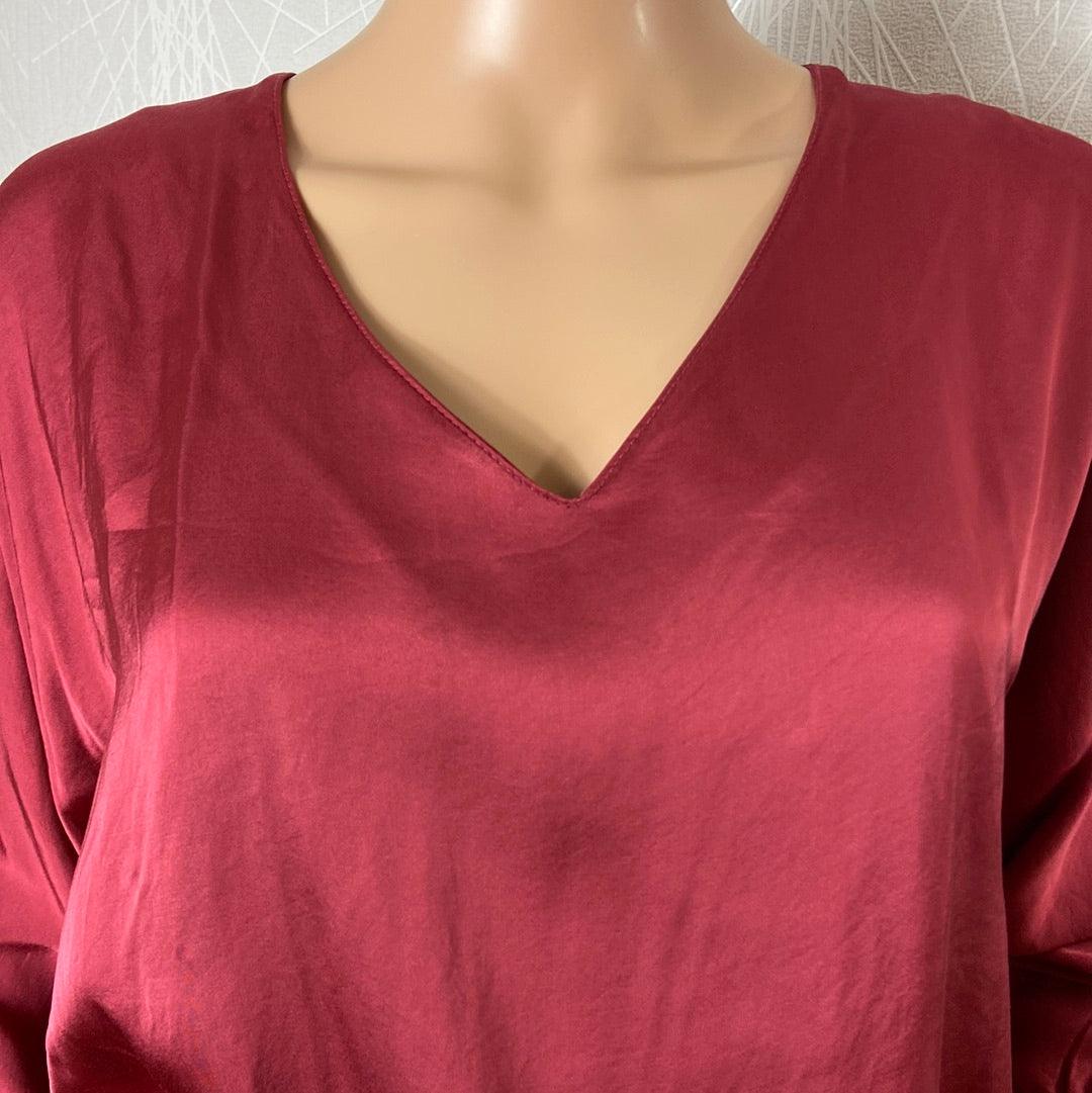 Blouse tissu satin avec soie vieux rose col V Les Impatientes - Offre-Unique