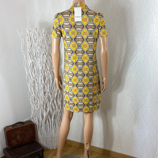 Robe Jersey jaune courte style vintage 70's Surkana