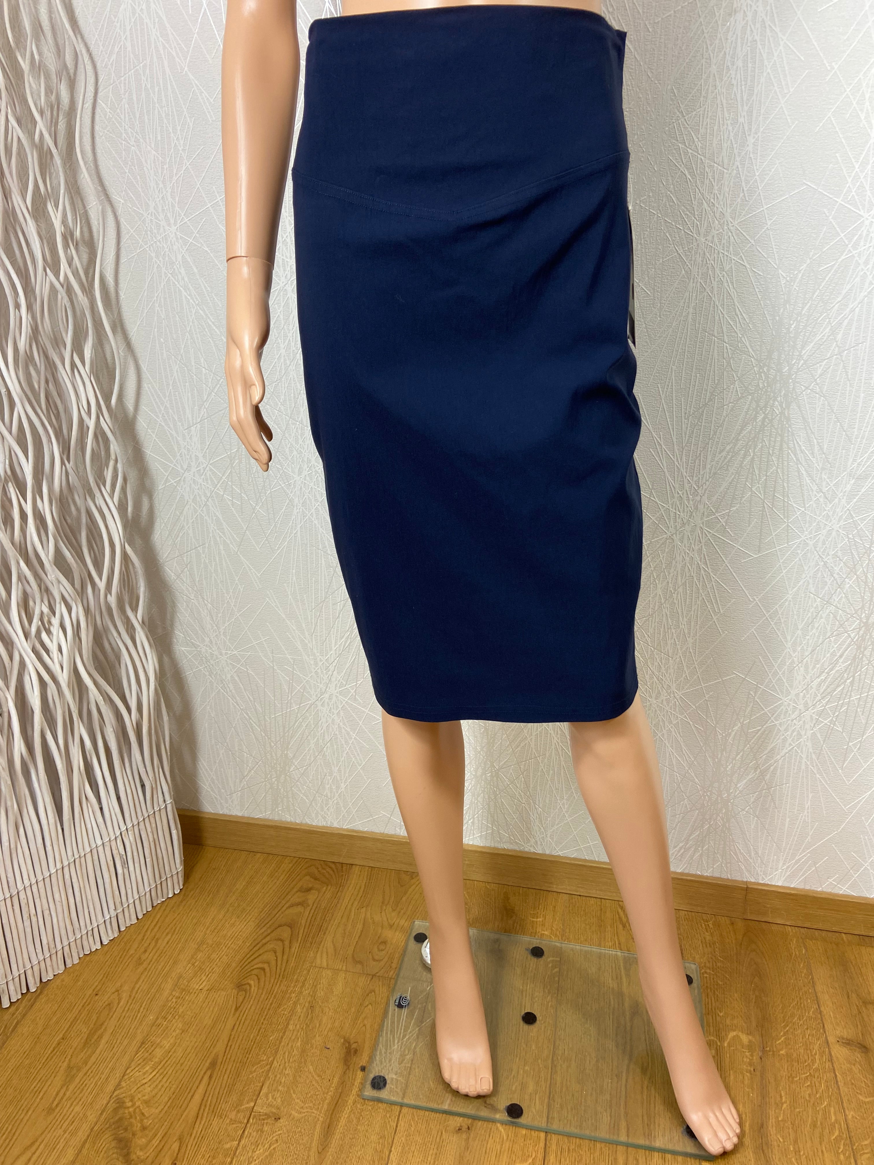 Jupe style crayon stretch taille haute bleu marine Agathe & Louise