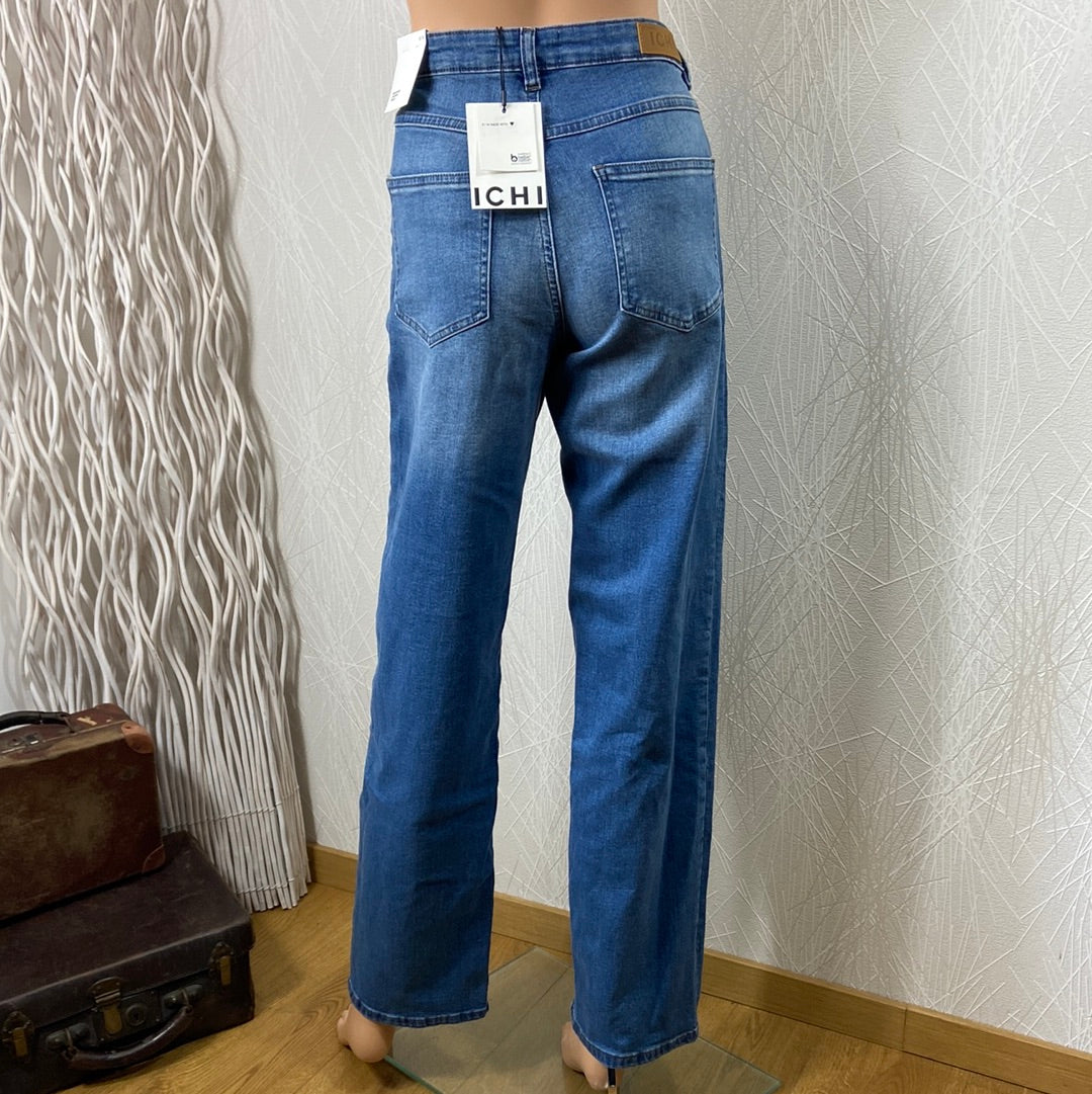 Jeans femme denim bleu légèrement délavé taille normale modèle Ihtwiggy Ichi