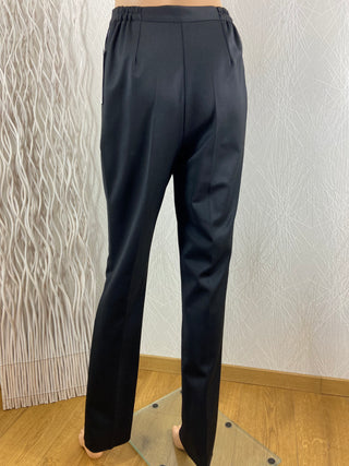 Pantalon noir laine style habillé taille haute fabrication française Gévana