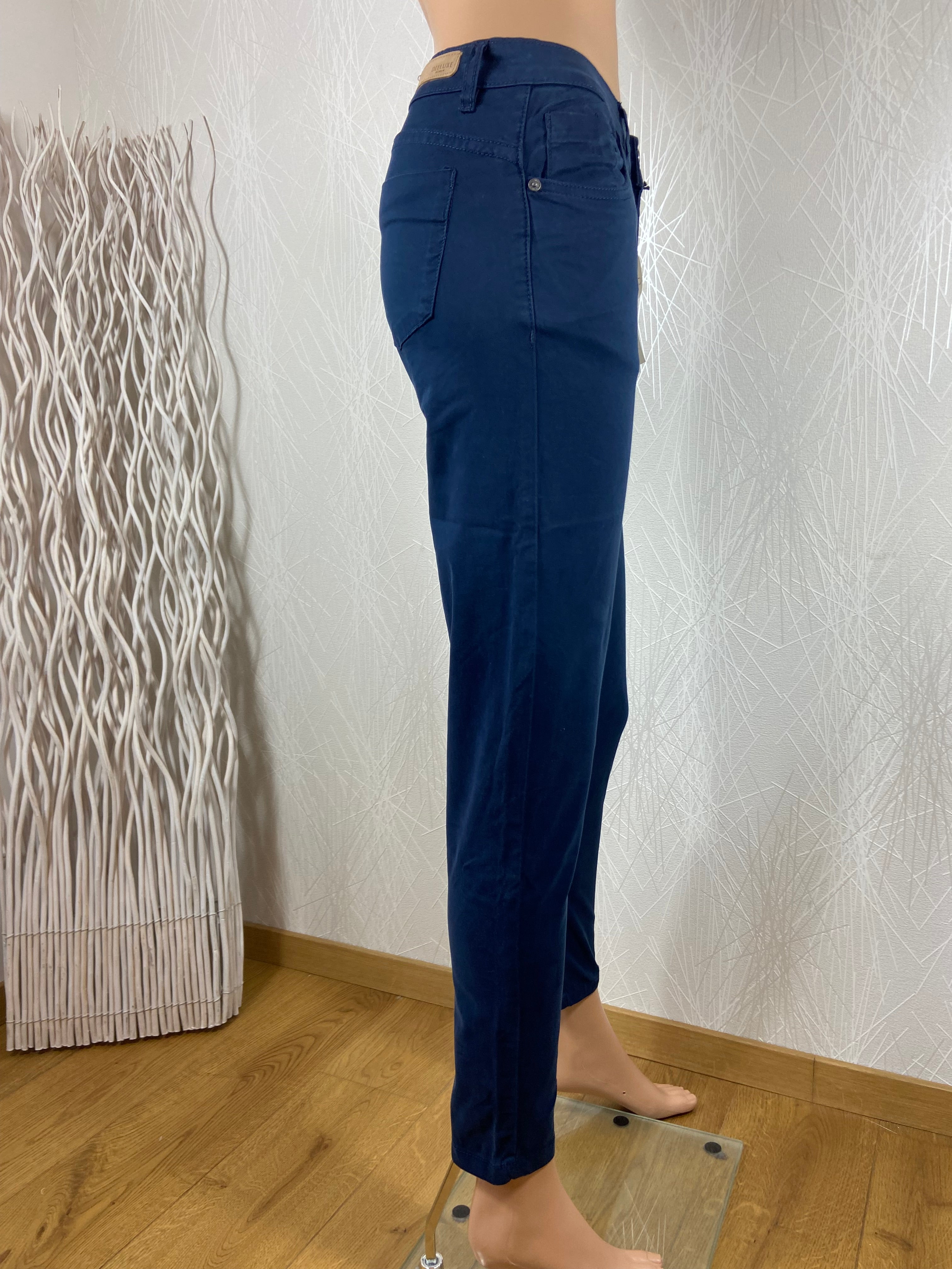 Pantalon slim coton bleu marine slim confortable Deeluxe