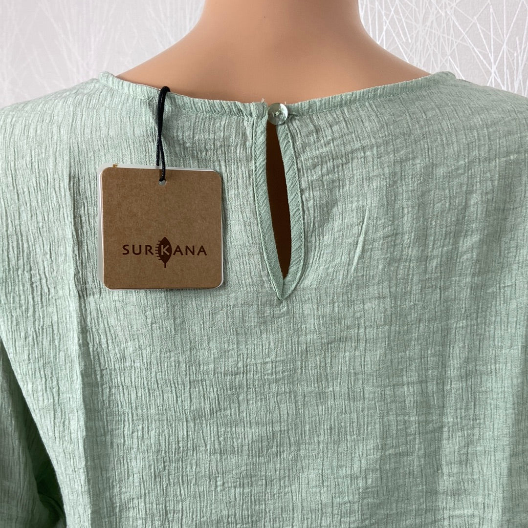 Blouse coupe droite vert eau modèle Libu Surkana