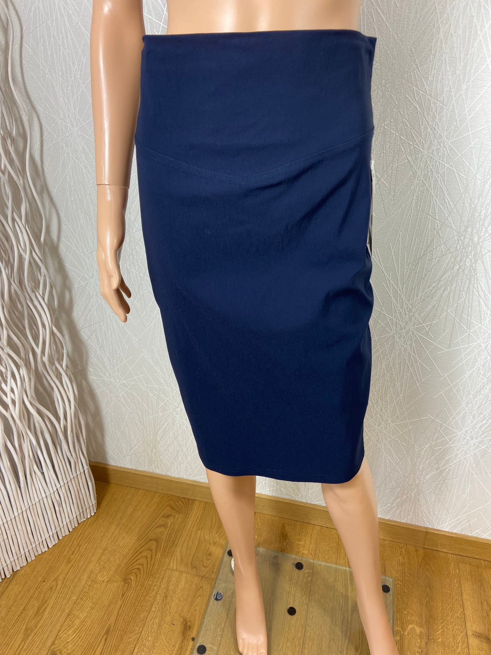 Jupe style crayon stretch taille haute bleu marine Agathe & Louise