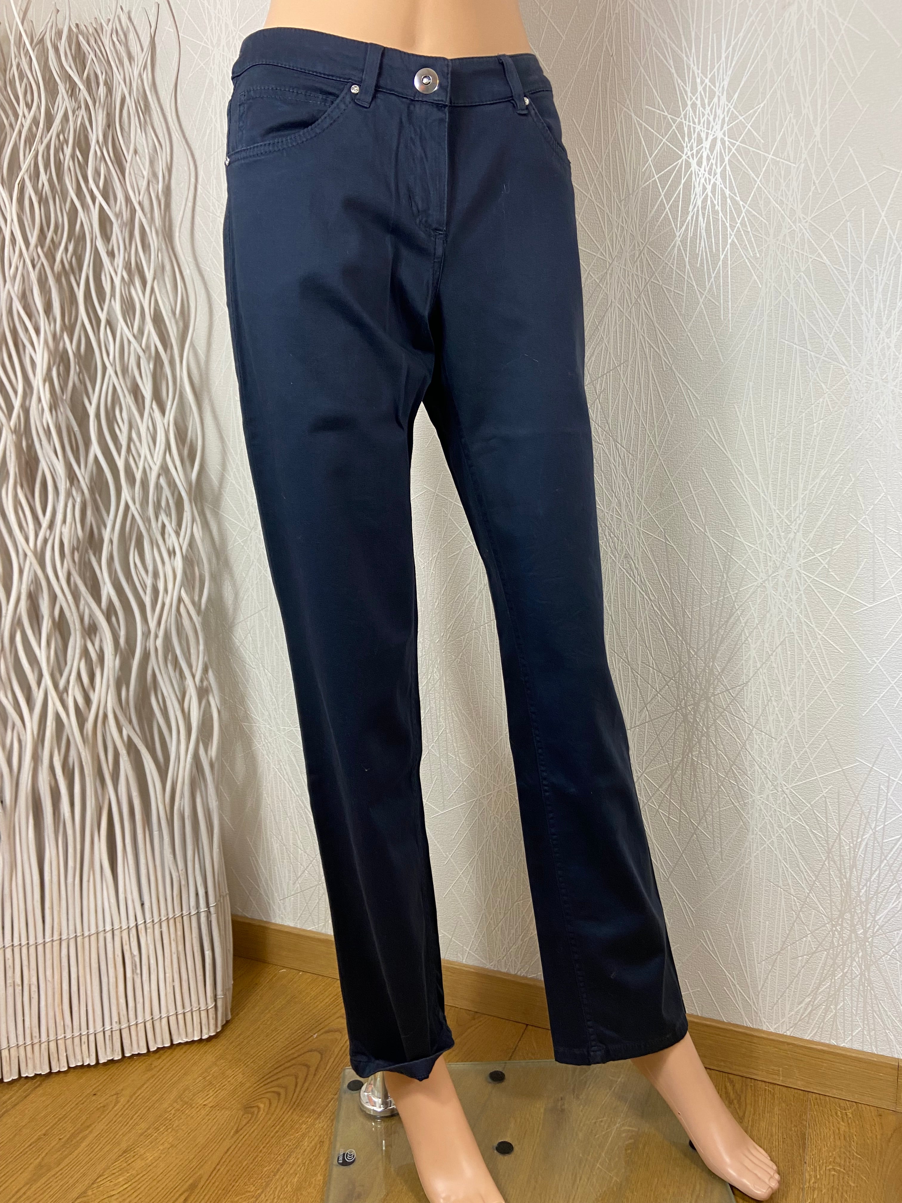 Pantalon bleu marine coton coupe droite Dora